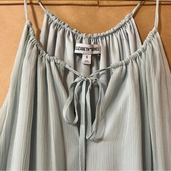 Elizabeth & James | NWOT Kenji Silk Blouson Mini Dress Tie Neck Dew Size S - Picture 5 of 12